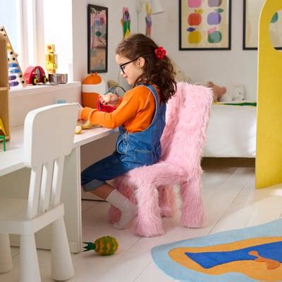 GREJSIMOJS cover for children's chair, faux fur/pink - IKEA