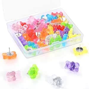 30 Pcs Board Pins, Push Pins, Cute Bears Push Decorative Thumb Tacks ...