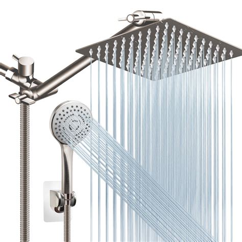 Shower Head Combo Brushed Nickel 8 Inch High Pressure Rain | Desertcart ...