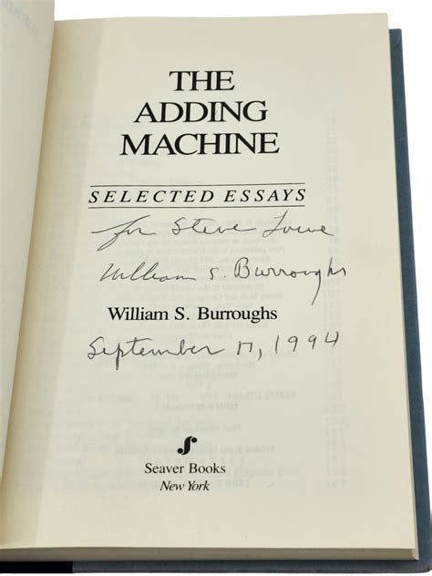THE ADDING MACHINE Selected Essays | William S. Burroughs | First ...