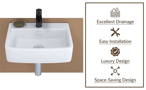 Ruboxa Ceramic Wall Hung Basin/Washbasin for Bathroom/Wall Mounted Wash ...