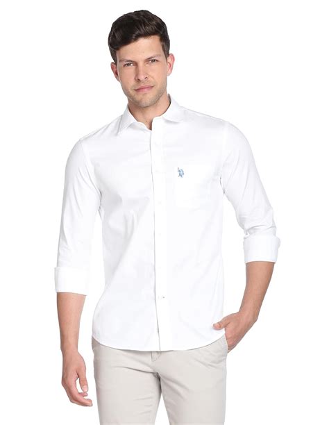 U.S. POLO ASSN. Men's Regular Fit Shirts (USSHTP0424_White : Amazon.in ...