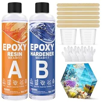 Clear Epoxy Resin and Hardener, 473ml/16oz Clear Epoxy Resin, 1:1 Ratio ...