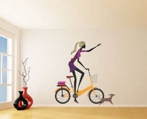 Impression Wall 76 cm Cycle Girl Wall Sticker Self Adhesive Sticker ...