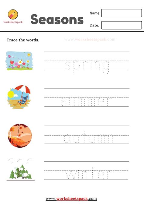 Fun Free Seasonal Word Tracing Activities Printables!