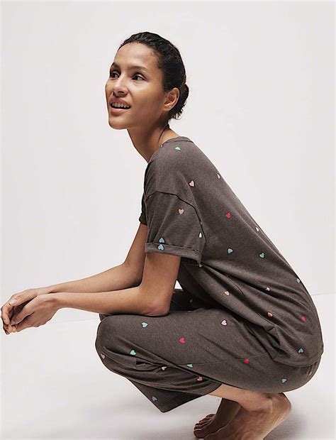 Buy Cotton Rich Printed Pyjama Set at Marks & Spencer