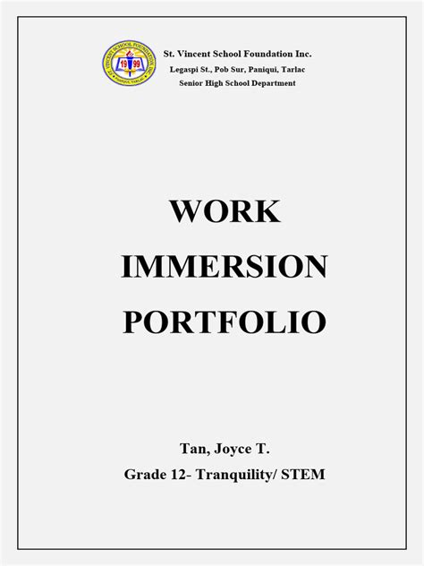 Image result for Work Immersion Example