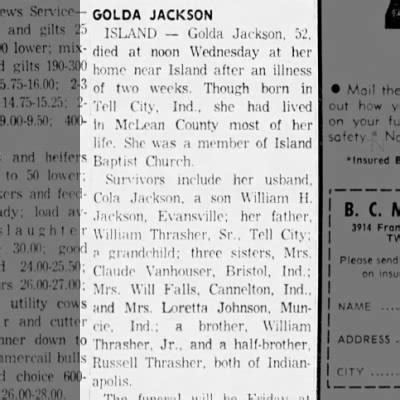 Golda G Thrasher Jackson obituary-Messenger-Inquirer, Owensboro, KY ...