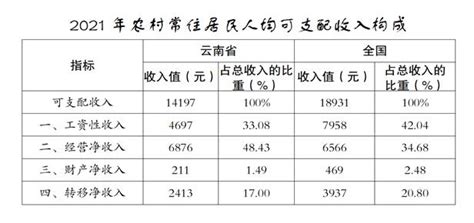 2021年农村常住居民人均可支配收入构成_云南省农业农村厅