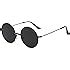 Silver Kartz Black lens Silver Metal Round Shiny Frame Round Sunglasses ...