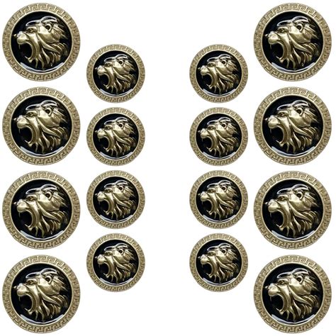 Ani Accessories Abs Golden 3D Lion Head Shank Button Embedded Enameled ...