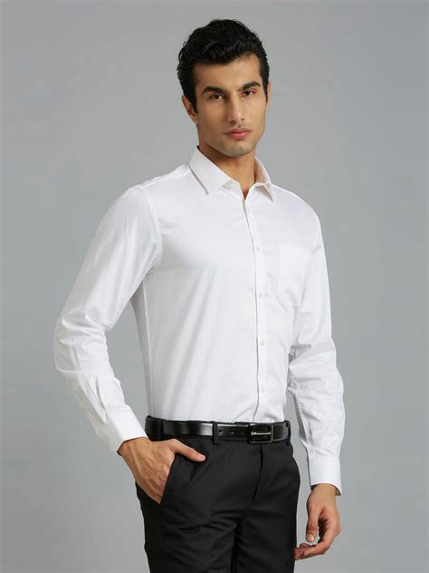 Buy Reid & Taylor Men White Stripes Formal Shirt Online