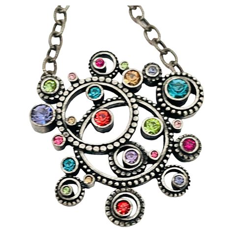Vintage PATRICIA LOCKE silver tone colorful stones designer runway ...