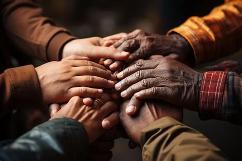 Working together team work concept with hands united together | Premium ...