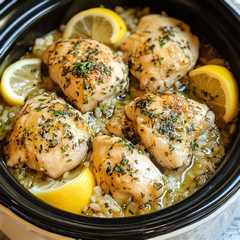 Slow Cooker Lemon Herb Chicken & Rice – Easy & Flavorful One-Pot Meal ...
