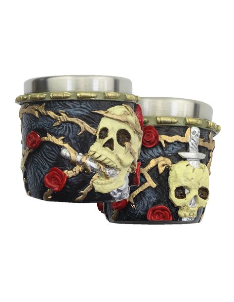 Copo de shot fantasia modelo Rose and Skull ⚔️ Loja-Medieval