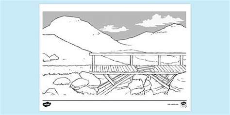 Troll Bridge Barren Colouring | Colouring Sheets - Twinkl