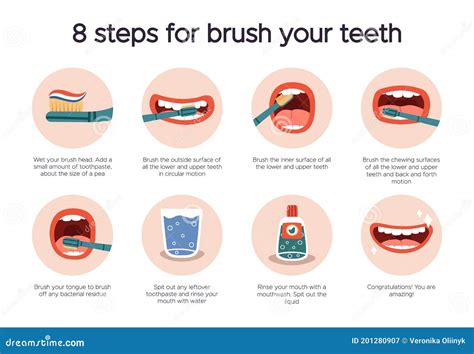 Dental Hygiene Infographic. Oral Healthcare Guide, Tooth Brushing For Dental Care. How To Brush ...