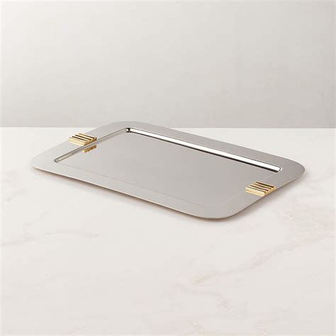 Leclaire Rectangular Stainless Steel Serving Tray + Reviews | CB2
