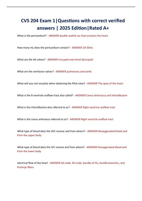 CVS 204 Exam 1|Questions with correct verified answers | 2025 Edition ...