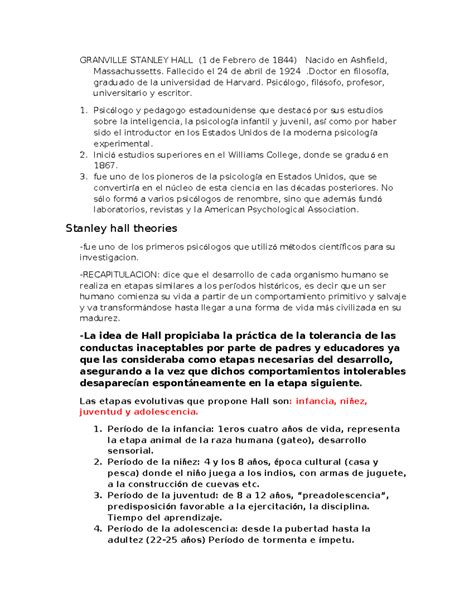 Granville Stanley HALL - GRANVILLE STANLEY HALL (1 de Febrero de 1844 ...
