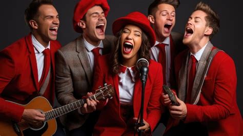 Un groupe de chanteurs chantant des chansons de Noël | Image Premium ...