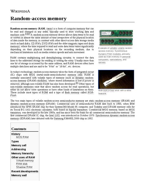 Image result for Random Access Memory Specifications