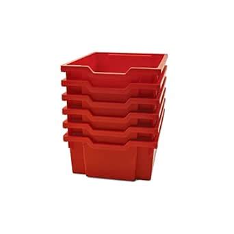 Gratnells Deep F2 Tray, Flame Red, 12.3"x16.8"x5.9", Heavy Duty School ...