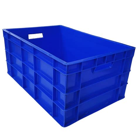 MAHIRA Multipurpose Heavy Duty Big Blue Portable Plastic Crate 60x40x27 ...