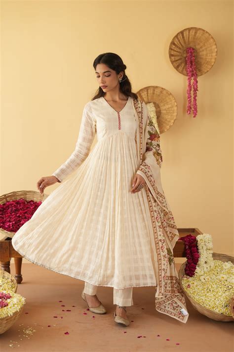 OFF WHITE KAVYA ANARKALI SET OF 3