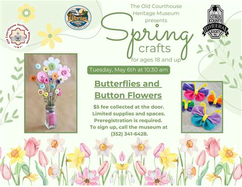 Butterflies and Button Flowers: Adult craft class, 1 Courthouse Sq ...