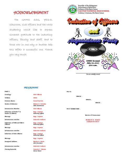 Image result for Sample of Induction of Officers Program