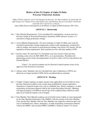 Fillable Online Bylaws of Iota Xi Chapter of Alpha Xi Delta Fax Email ...