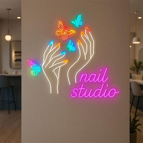 Nail Studio Custom Neon Sign Board | Salon Neon Light (24x24 In) – The ...