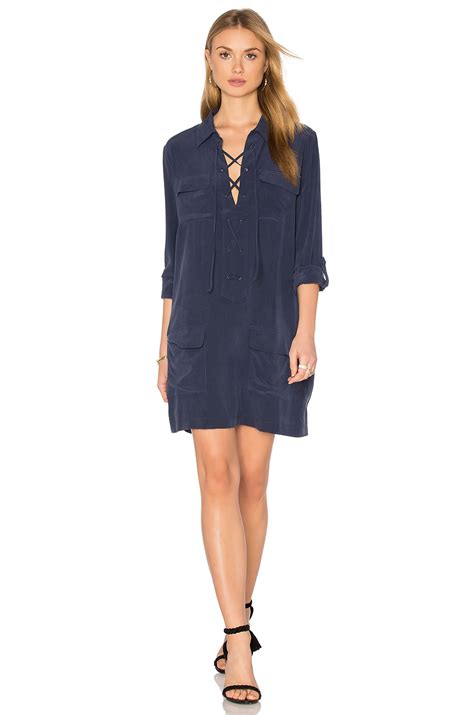 Equipment Knox Long Sleeve Button Up Dress in Peacoat | REVOLVE