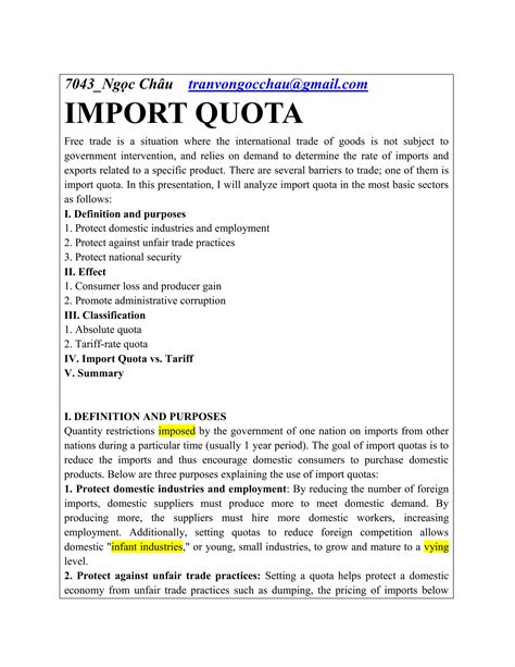 ngọc châu - import quota | DOCX