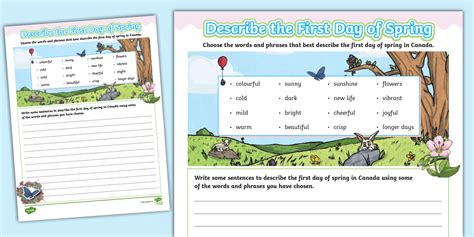 Describe the First Day of Spring Worksheet (teacher made)
