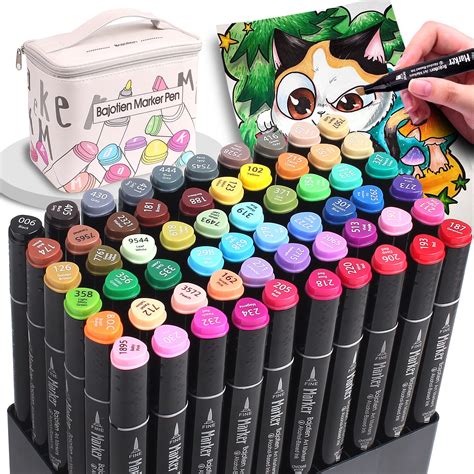 Buy 60 Colors Alcohol Markers Set, Bajotien Dual Tip Art Markers ...
