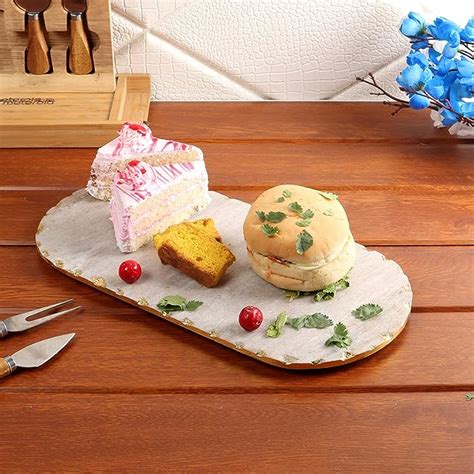 Buy NikkisPride Marble Oval Platters Serveware Serving Tray with Gold ...