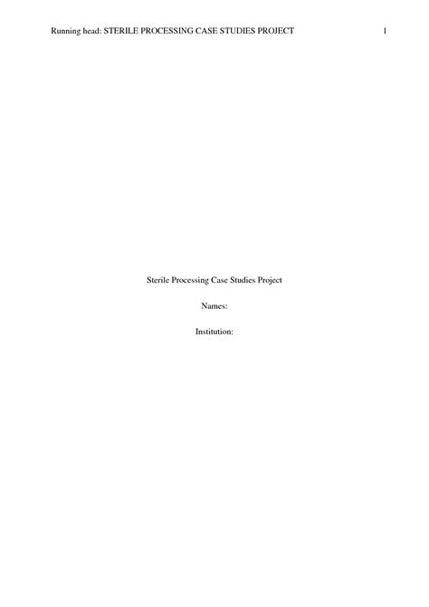 SOLUTION: Sterile Processing Case Studies Project - Studypool