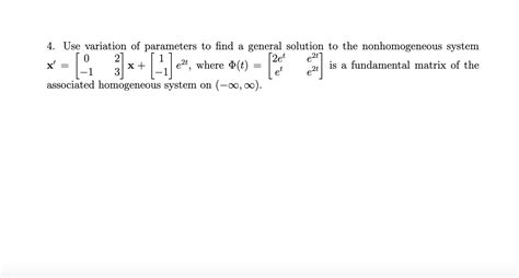 Image result for Homogeneous Solution to Variation of Parameters