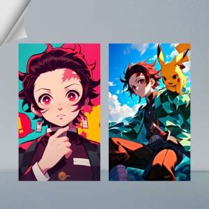 VIRGIN ARTS | TANJIRO KAMADO & PIKACHU | DEMON SLAYER | ANIME | 300 GSM ...