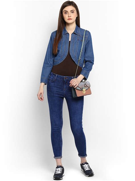 Women's Denim Dark Blue Collar Style Shrug – Stylestone