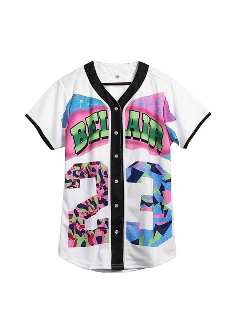 Buy Unisex 90s Theme Party Hip Hop Bel Air Baseball Jersey Clothing for ...