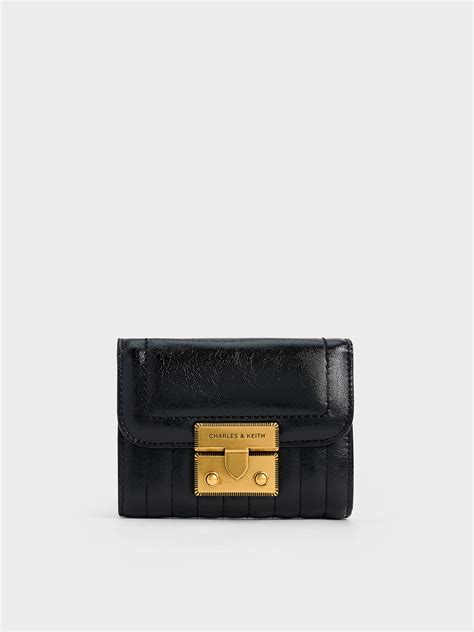 Black Donna Crinkle-Effect Wallet - CHARLES & KEITH IN
