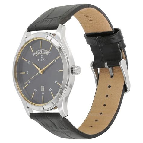 Buy Online Titan Workwear Blue Dial Analog with Day and Date Leather ...