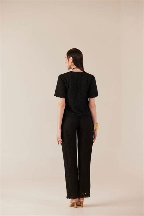 Dark Romance Lace Top & Straight Pant Co Ord