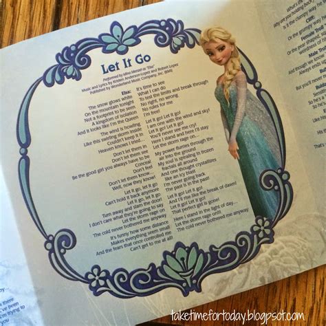 Frozen Let It Go Lyrics On Paper