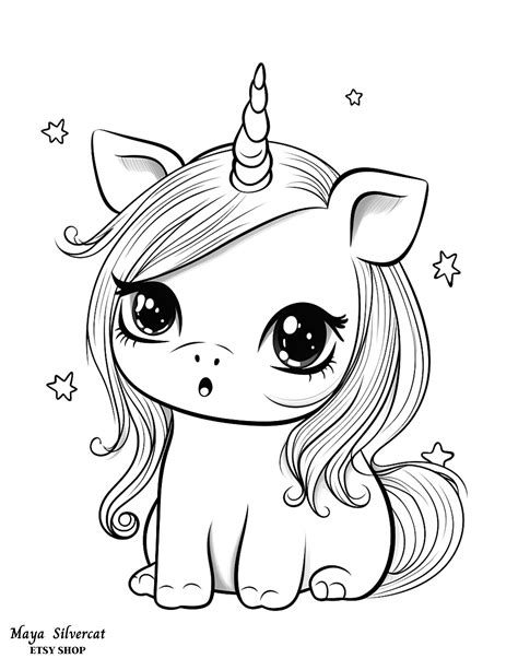 Cute Baby Unicorn - free easy coloring page for kids | Unicorn coloring ...
