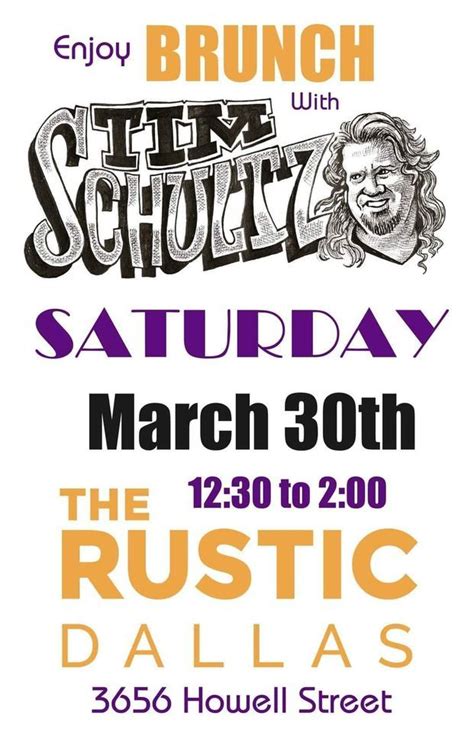 Rustic Jam and Toast with Tim Schultz, The Rustic - Dallas, 30 March ...